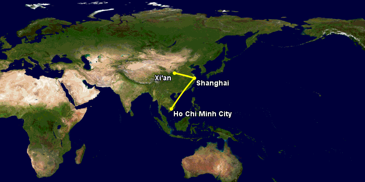 Bay từ Sài Gòn đến Tây An qua Thượng Hải