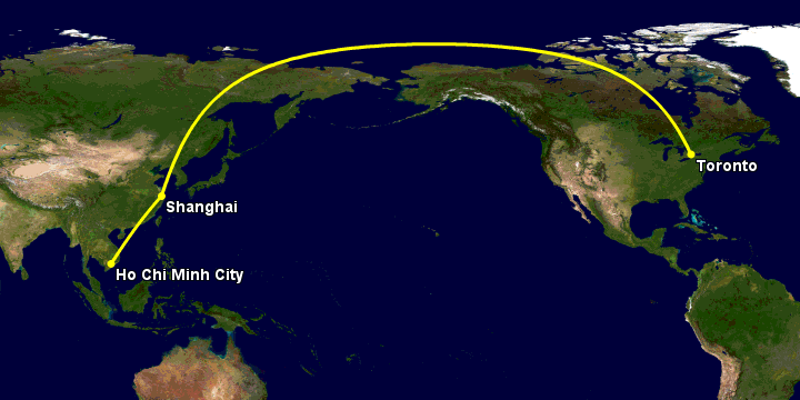 Bay từ Sài Gòn đến Toronto qua Thượng Hải