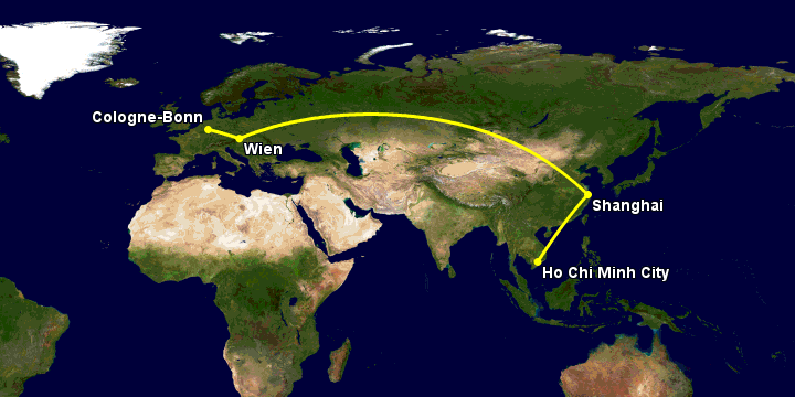 Bay từ Sài Gòn đến Bonn qua Thượng Hải, Vienna
