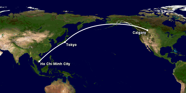 Bay từ Sài Gòn đến Calgary qua Tokyo