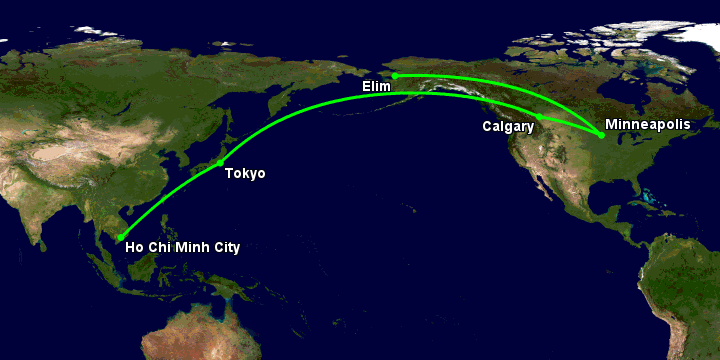 Bay từ Sài Gòn đến Moscow qua Tokyo, Calgary, Minneapolis