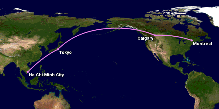 Bay từ Sài Gòn đến Montreal qua Tokyo, Calgary