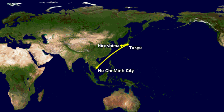 Bay từ Sài Gòn đến Hiroshima qua Tokyo
