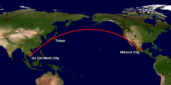 Bay từ Sài Gòn đến Mexico City qua Tokyo