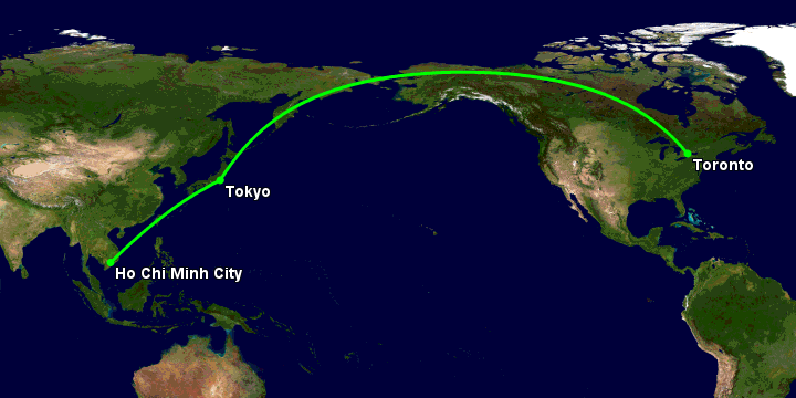 Bay từ Sài Gòn đến Toronto qua Tokyo