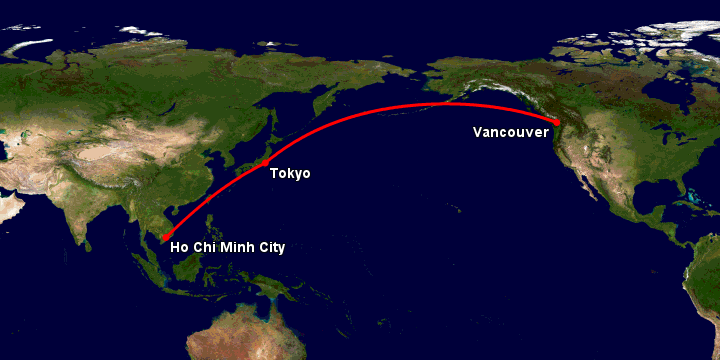 Bay từ Sài Gòn đến Vancouver qua Tokyo