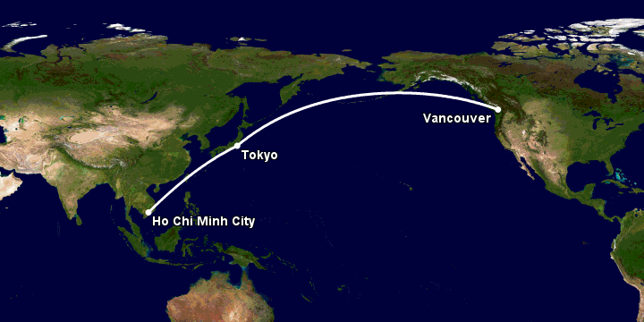 Bay từ Sài Gòn đến Vancouver qua Tokyo