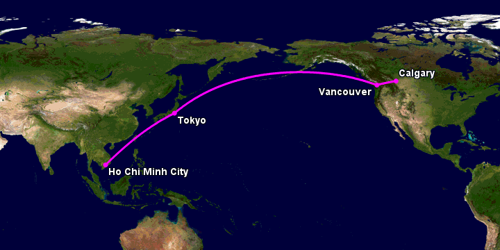 Bay từ Sài Gòn đến Calgary qua Tokyo, Vancouver